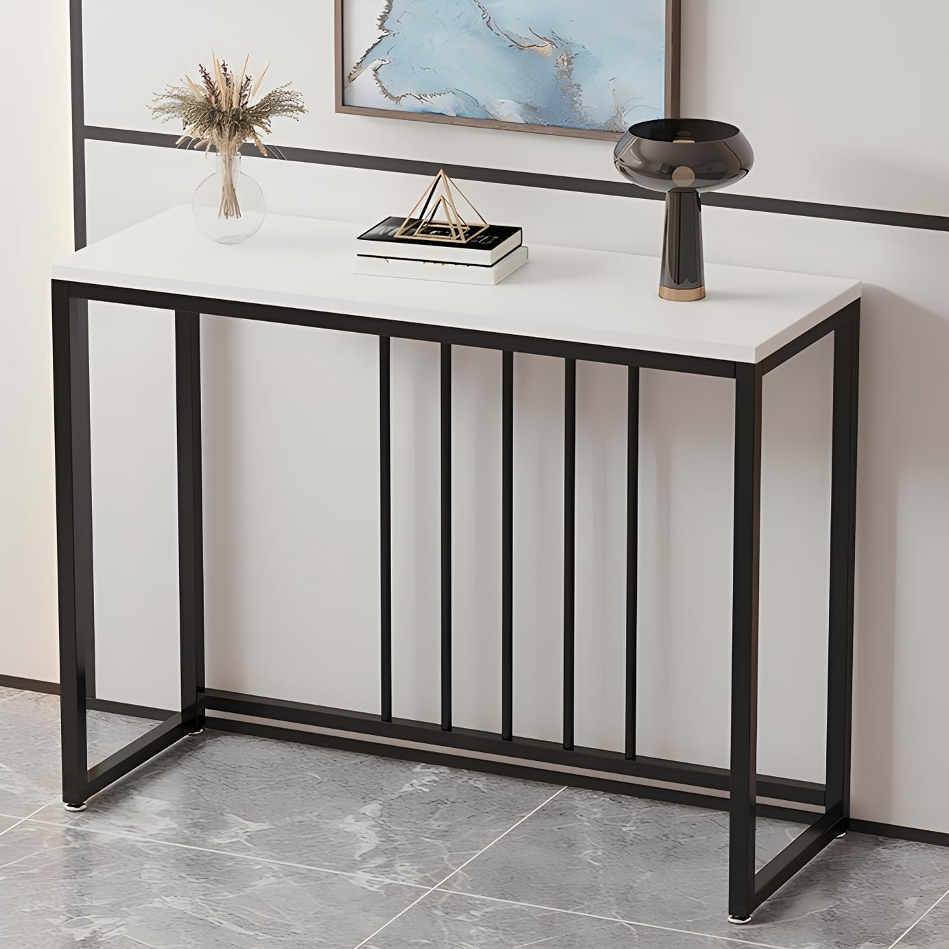 Metal console with wood top - H0311