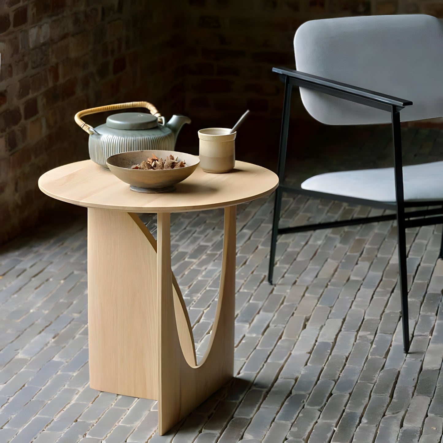 Side table with a distinctive geometric design