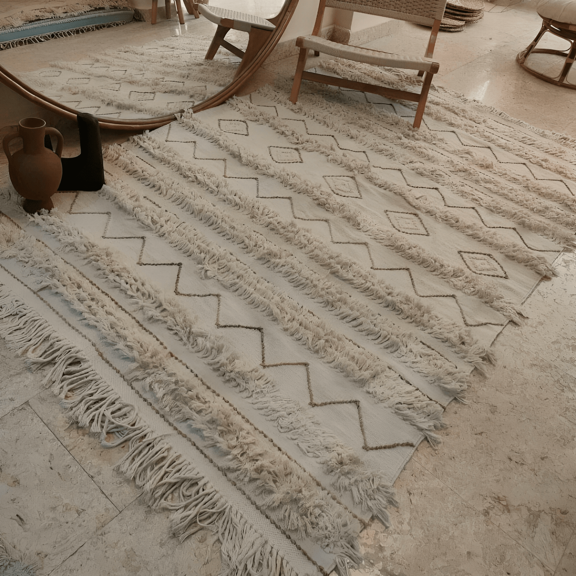 سجادة صوف لون بيج 150*200 سم - LUS85 - Homix