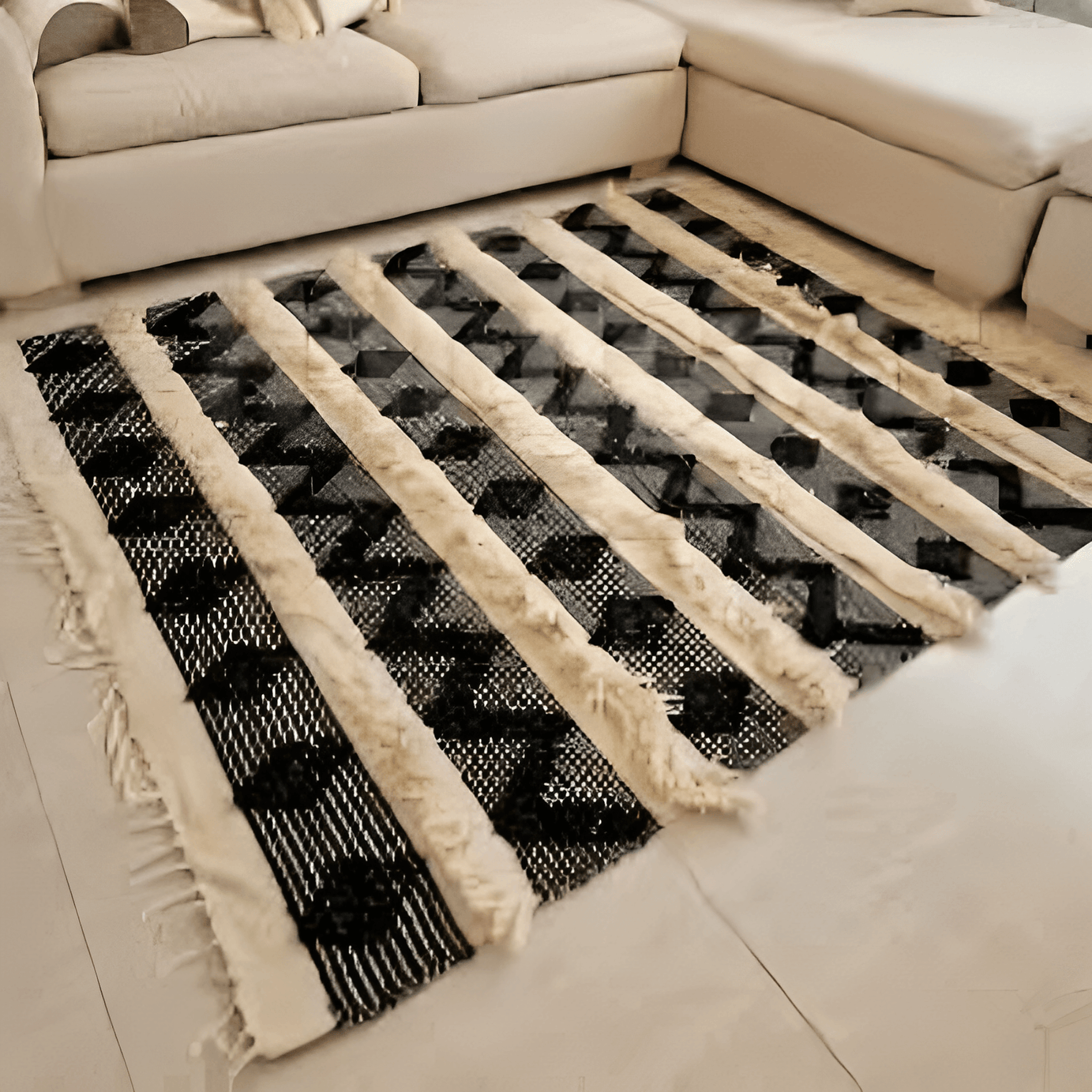 سجادة صوف لون أسود*بيج 200*300 سم - LUS132 - Homix