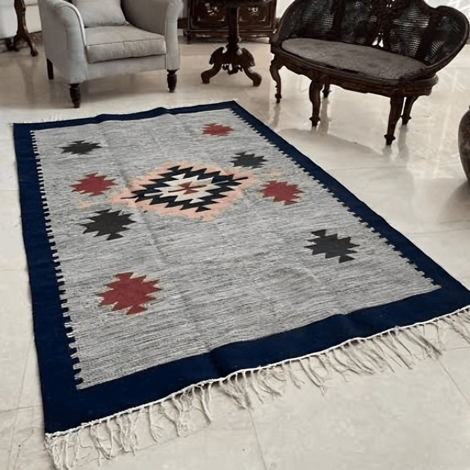 سجادة صوف أزرق غامق*رمادي 200*300 سم - LUS140 - Homix