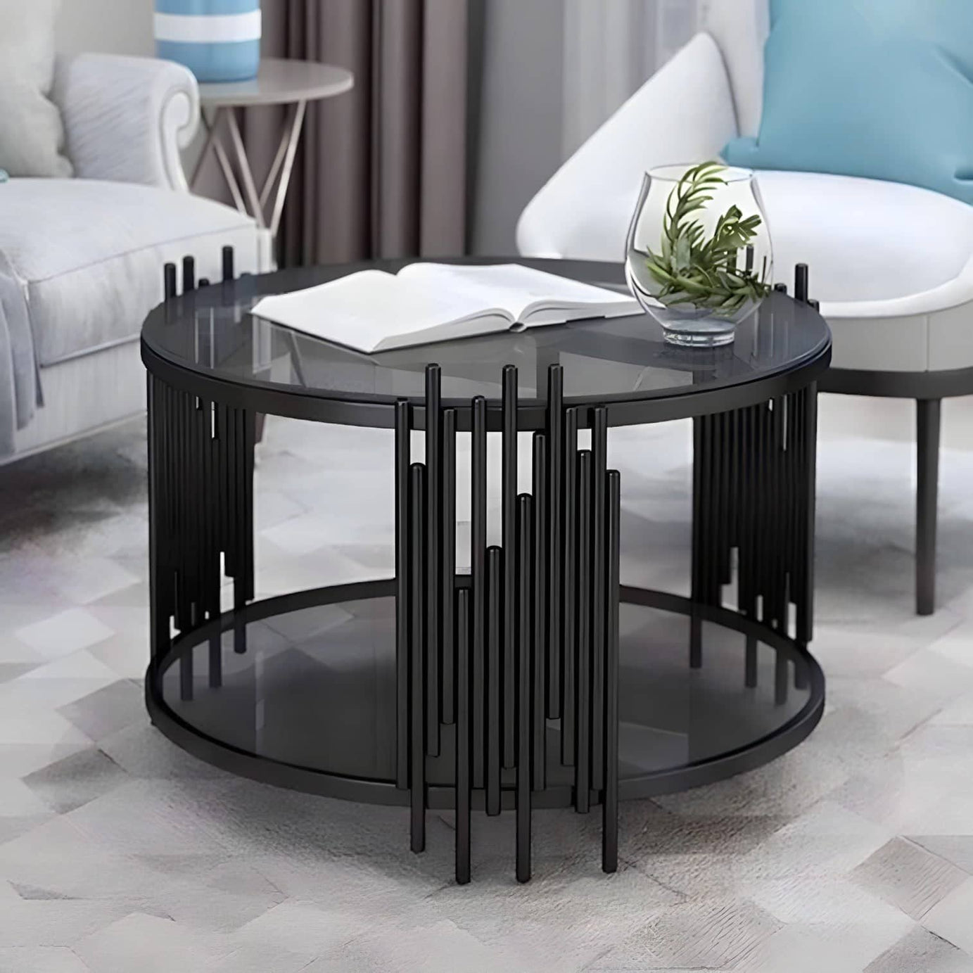 Metal and glass coffee table - TIK45