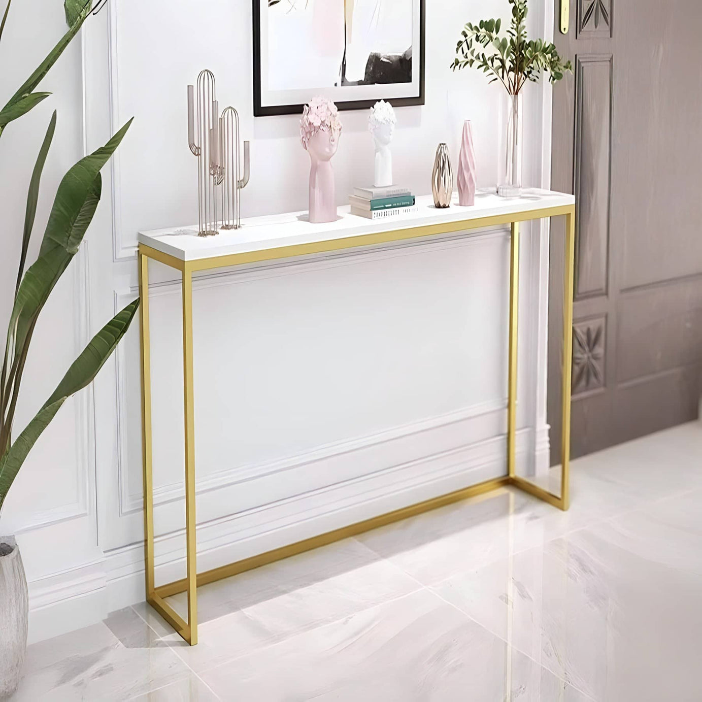 Metal and marble console - H0555