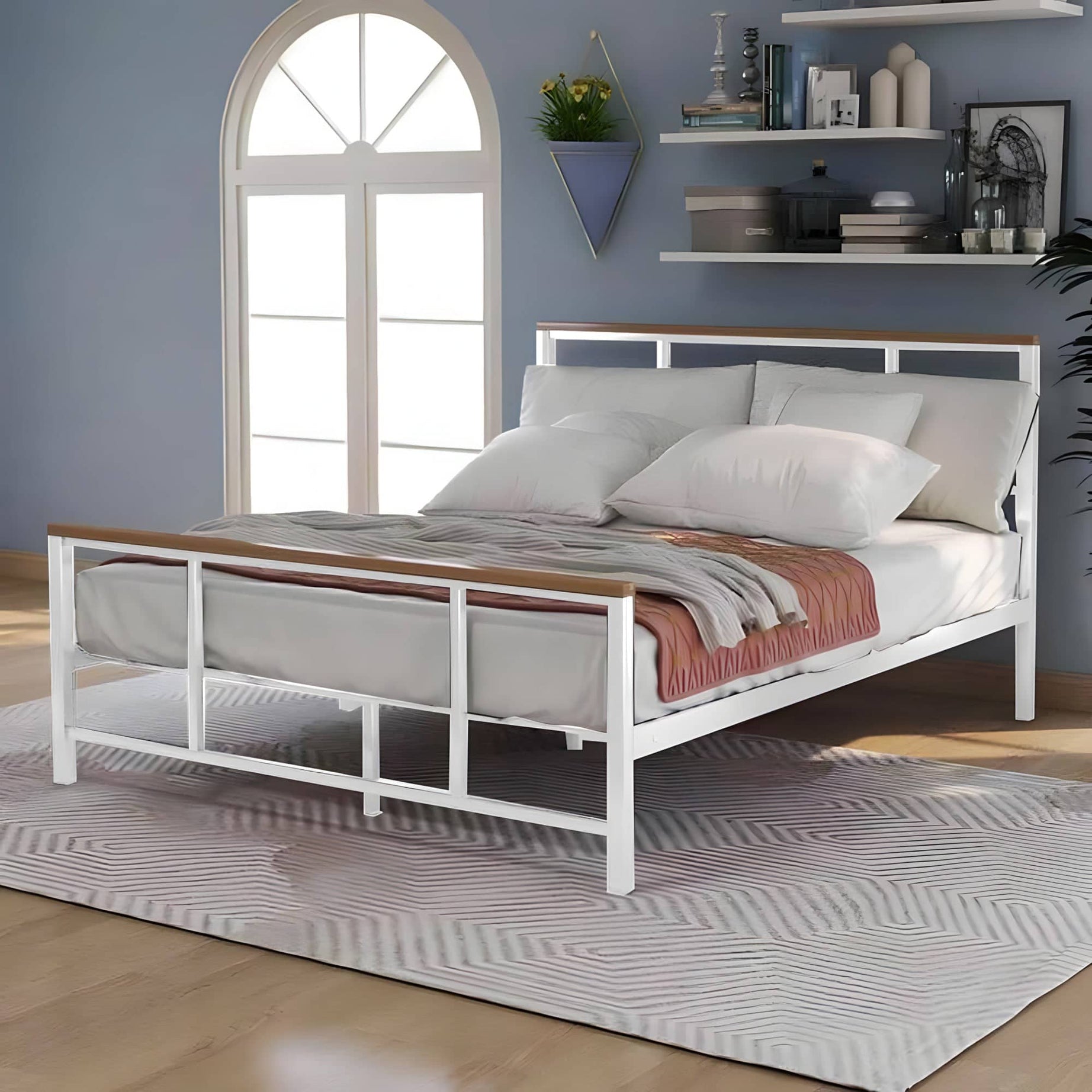 Metal and natural wood bed - ROW16