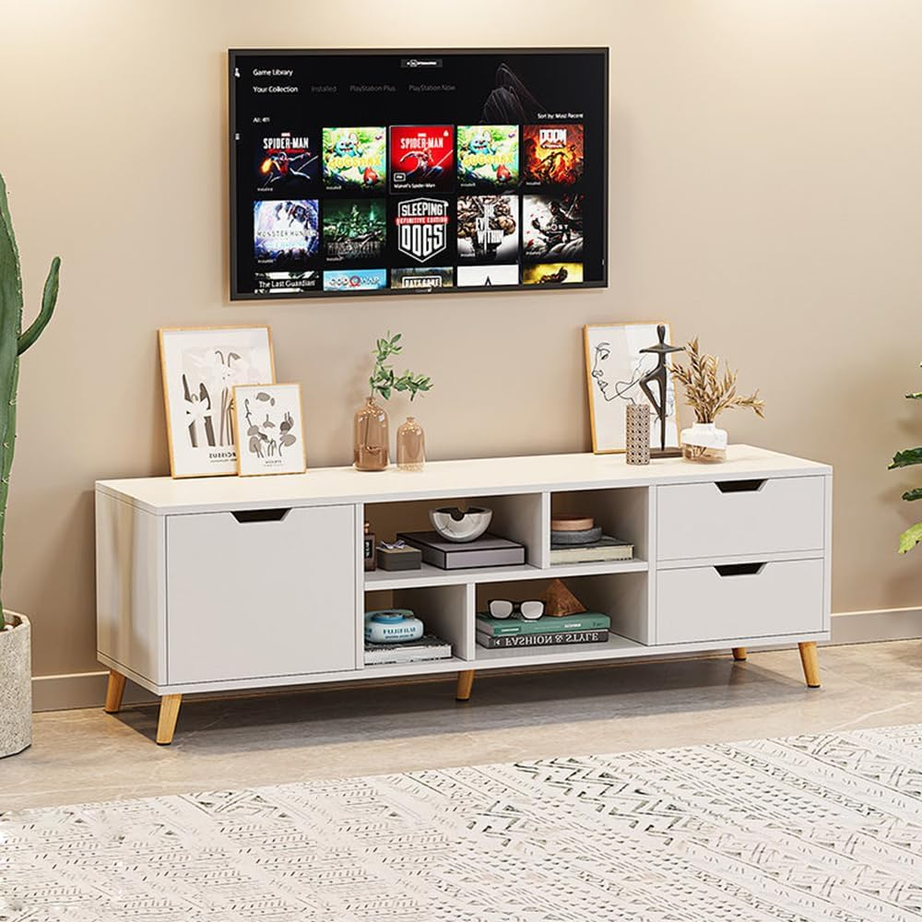 Modern TV table, white color - H0512