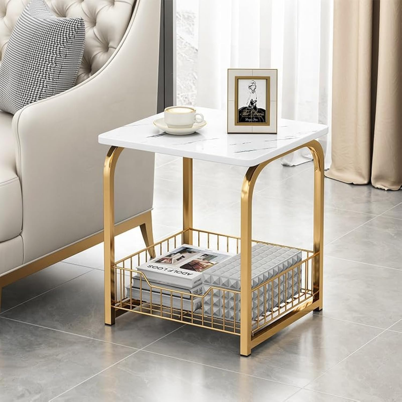 Side table white*gold - H0870