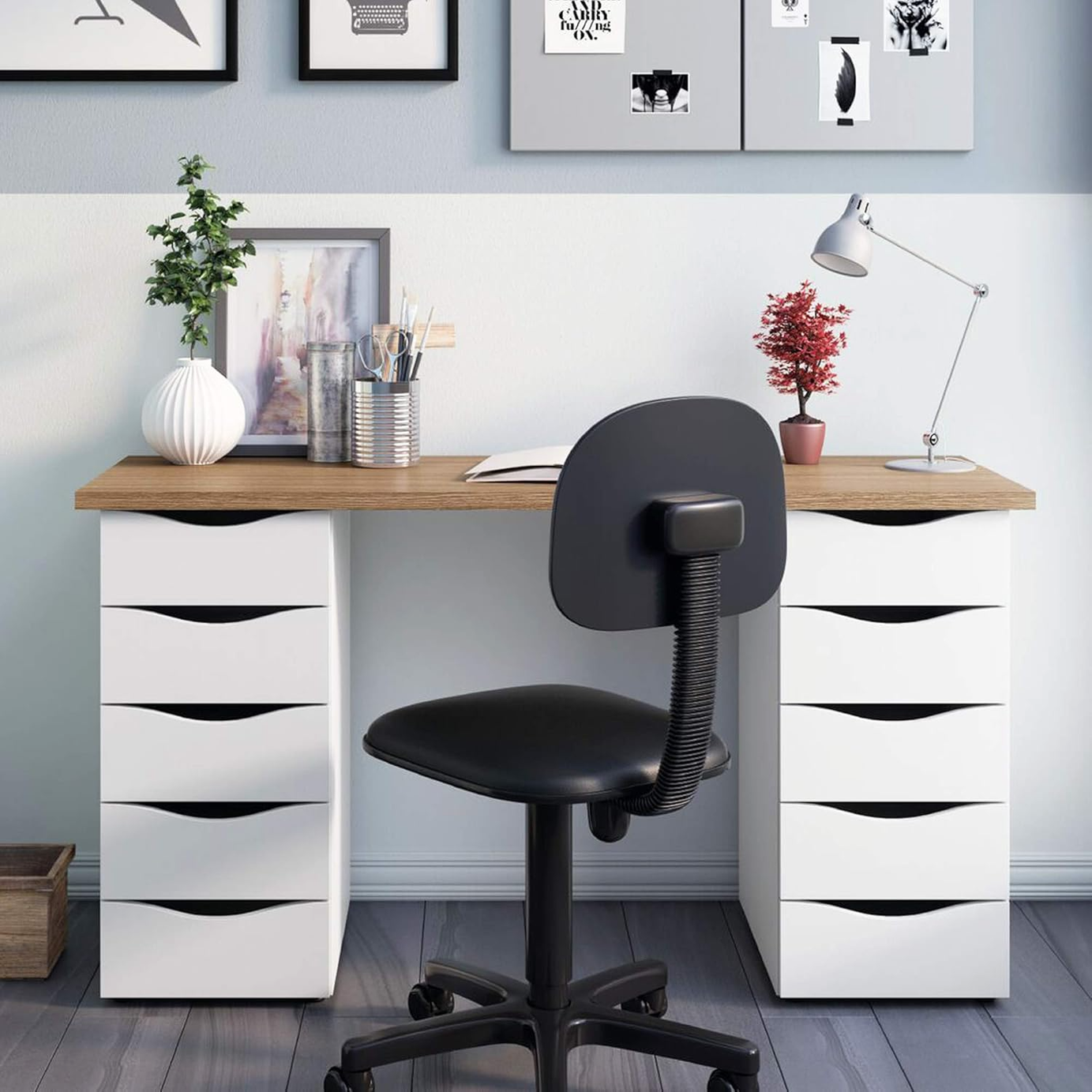 White*brown wooden desk - H0996