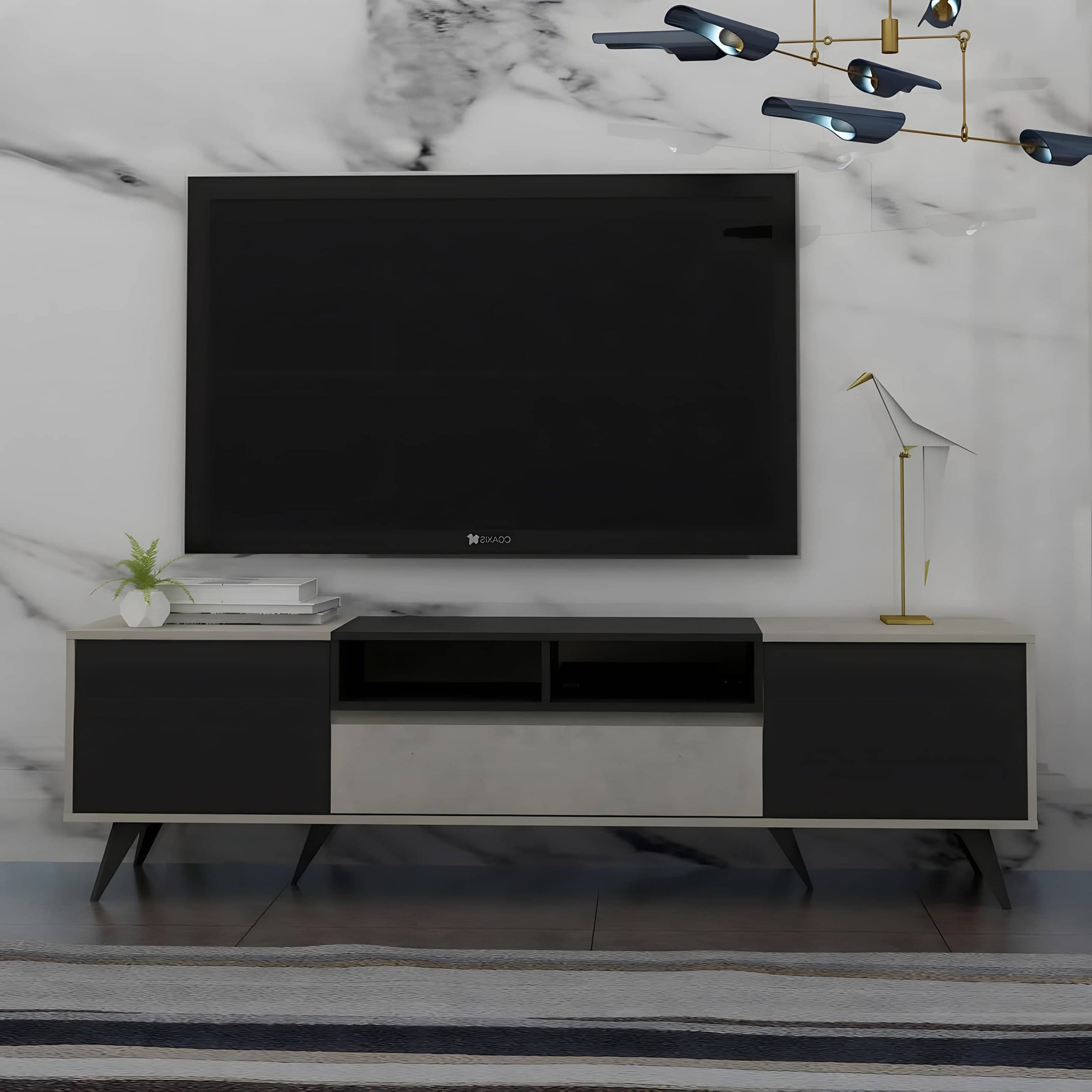 Grey and black TV table - H0525