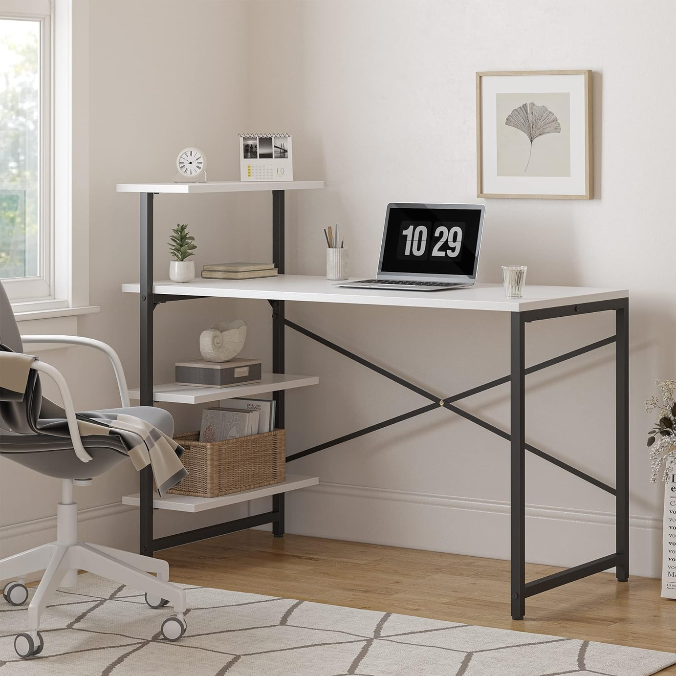 Metal desk, white and black - H0993