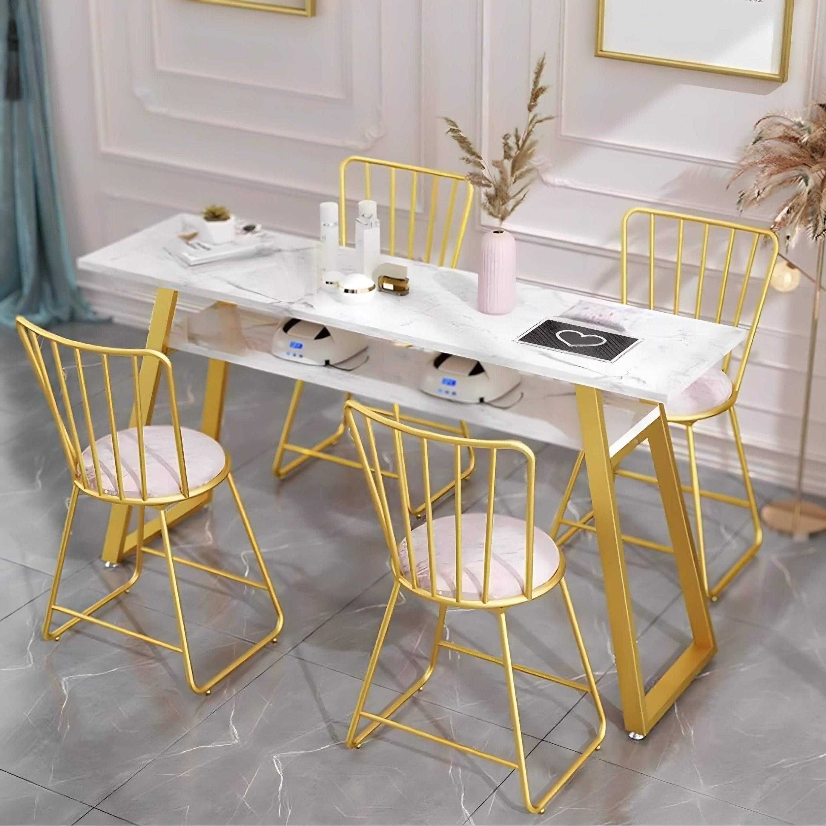 Metal and MDF dining table with 4 chairs - RON302