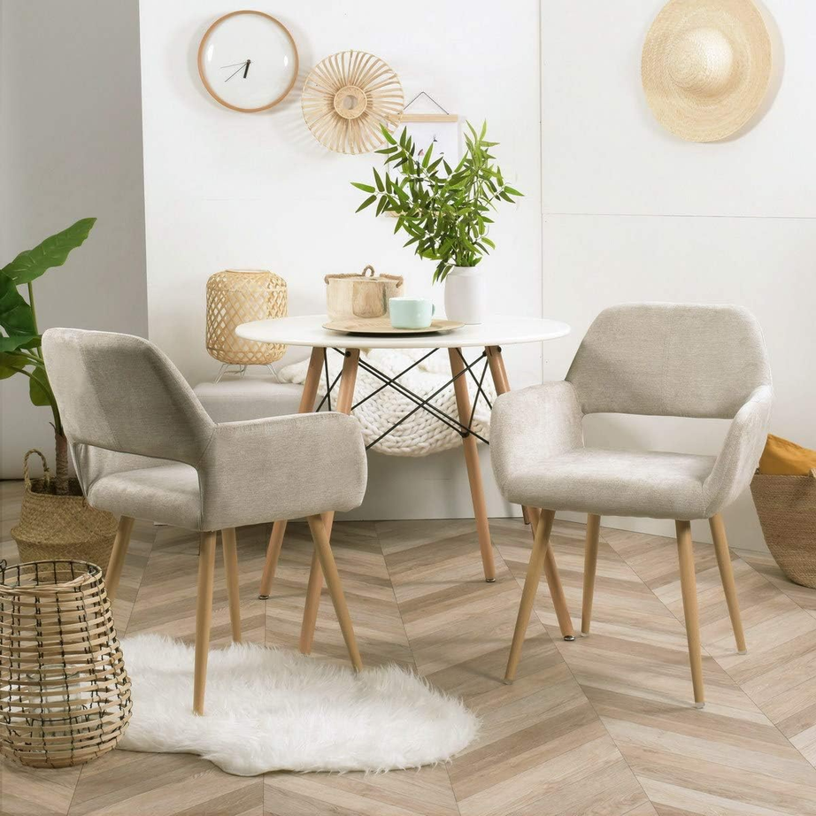 Two beige wooden chairs - H0802