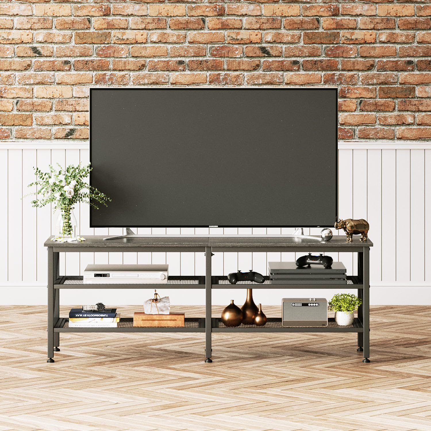 Metal and wood TV table - H0491