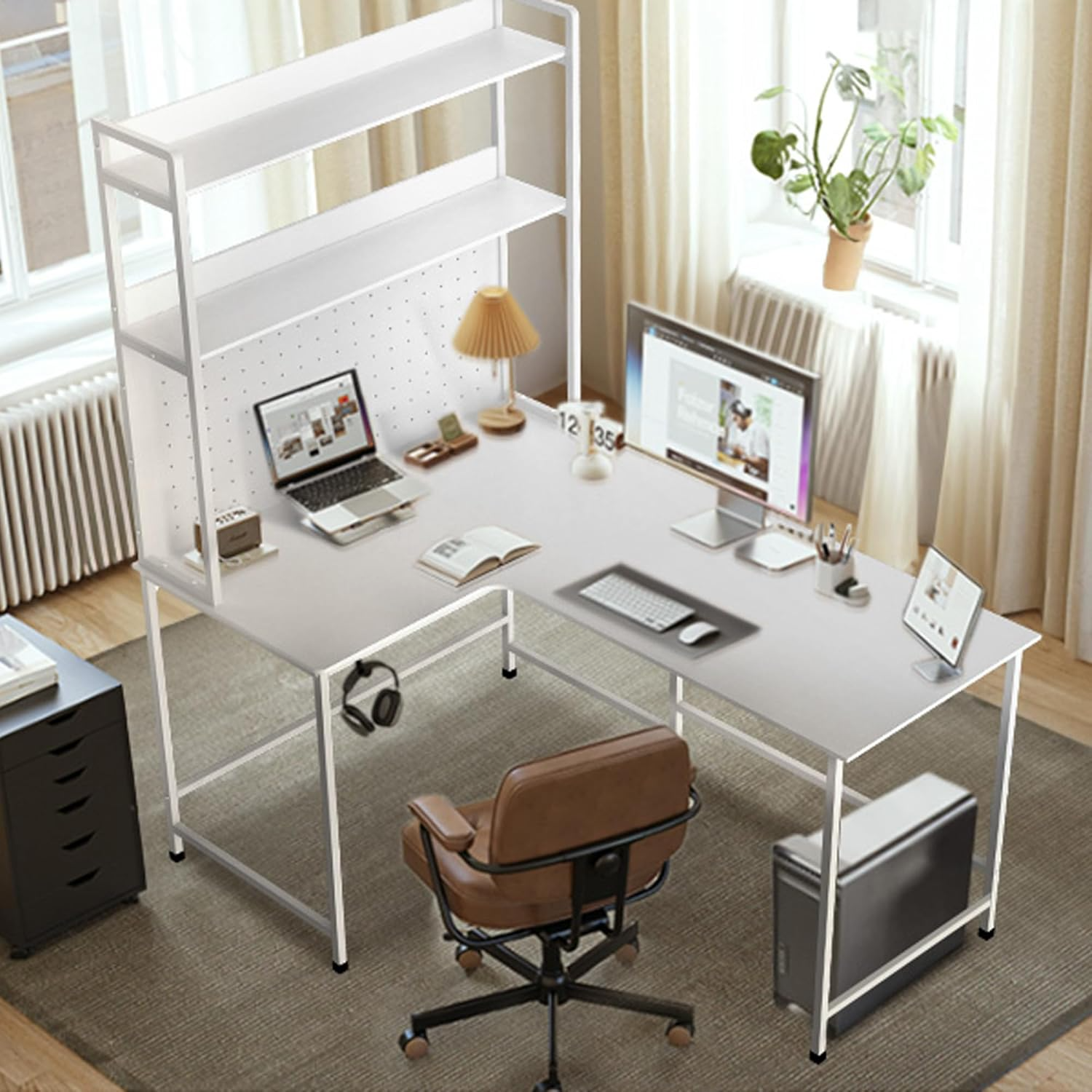 White metal desk - H0980