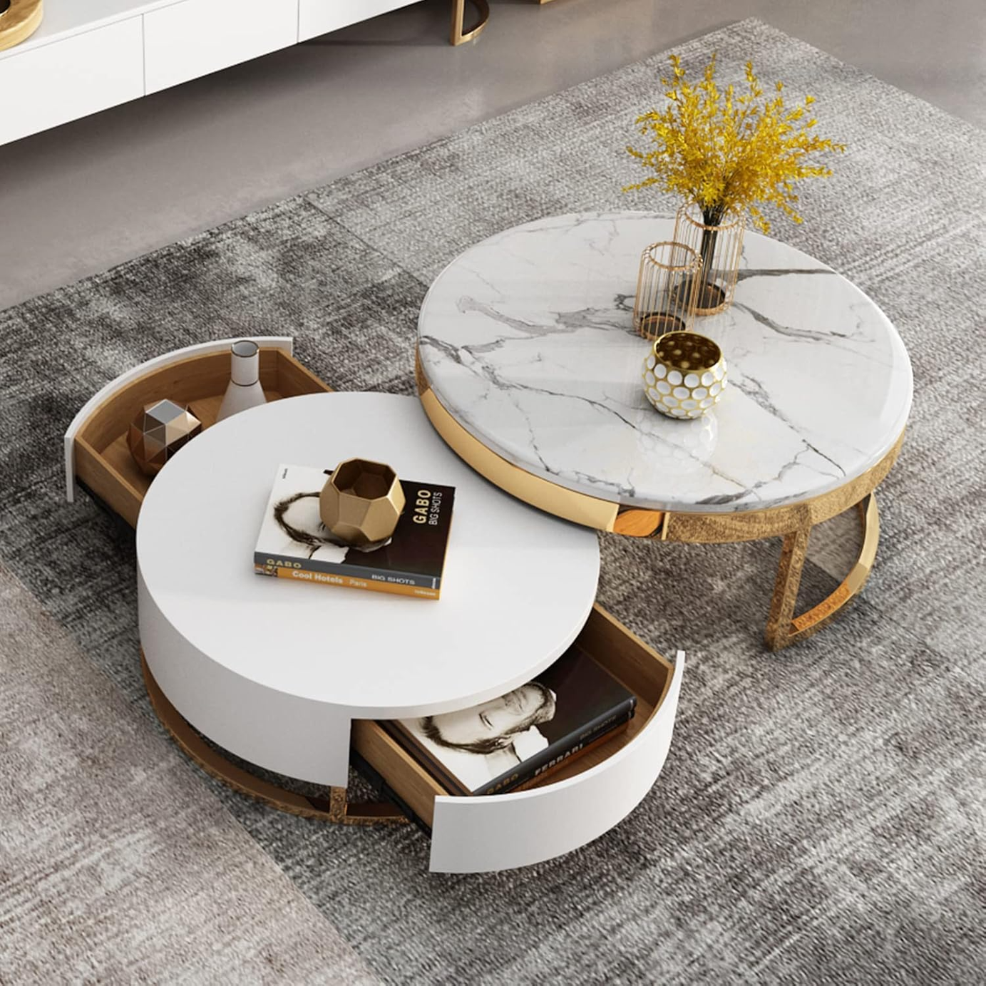 White Coffee Table Set - GAN57