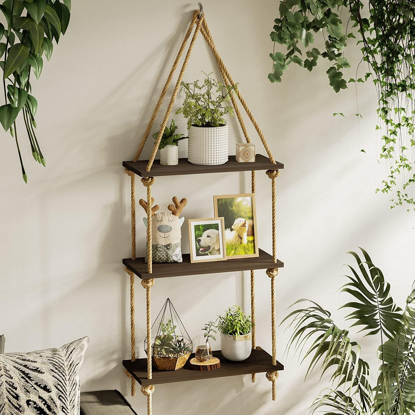 Brown wood shelves - H0810