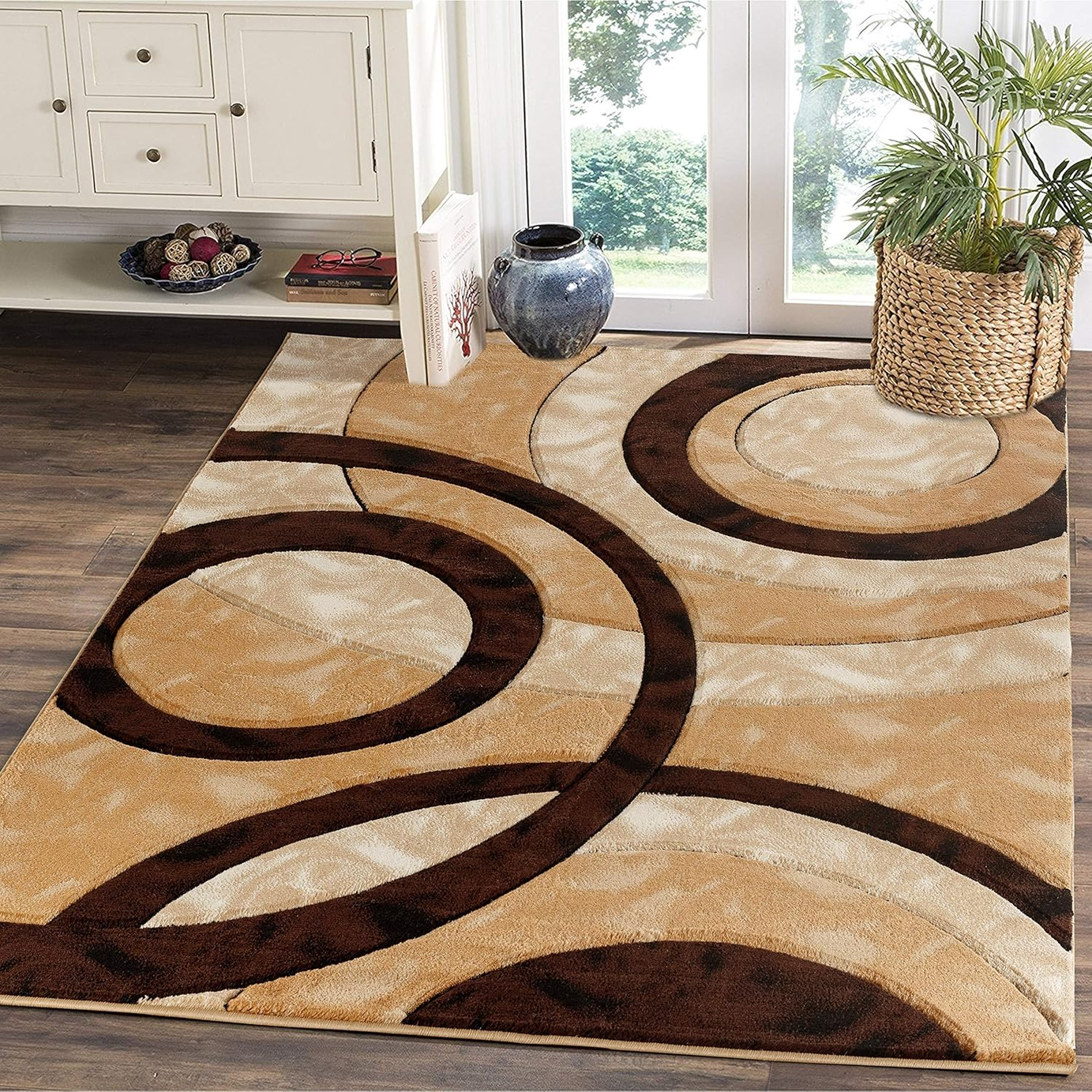 Brown and Beige Floor Rug - H0619