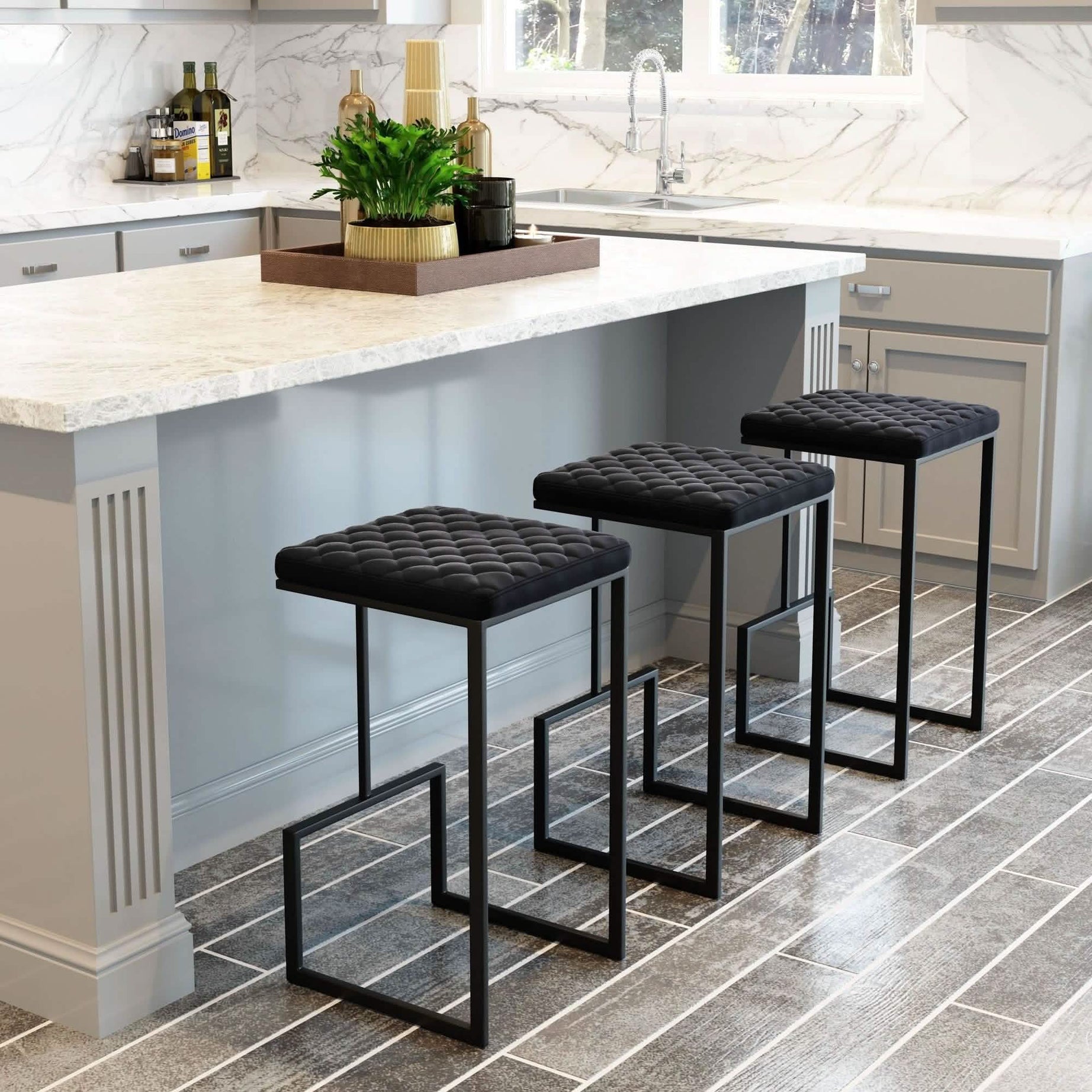 Metal and fabric bar stool - RON155