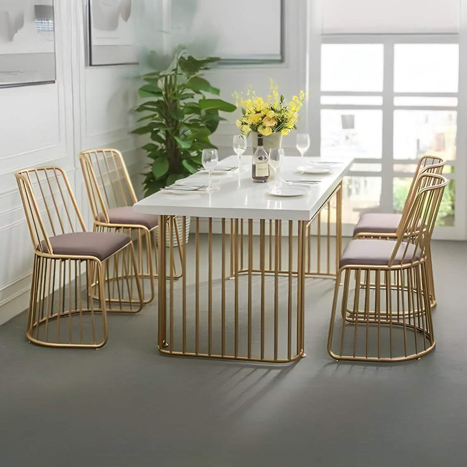 Metal and MDF dining table with 4 chairs - RON278