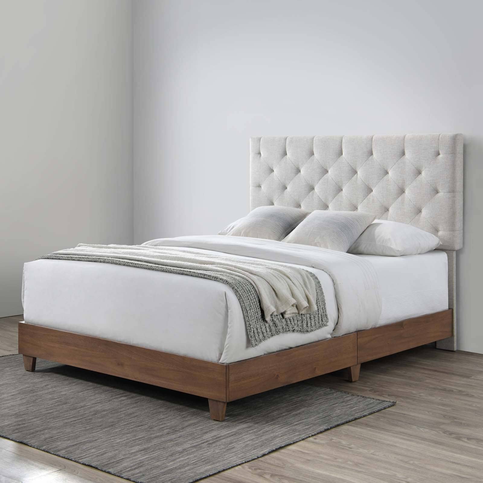 سرير بضهر كابتونيه مع قاعدة خشبية - MIG5-homznia
