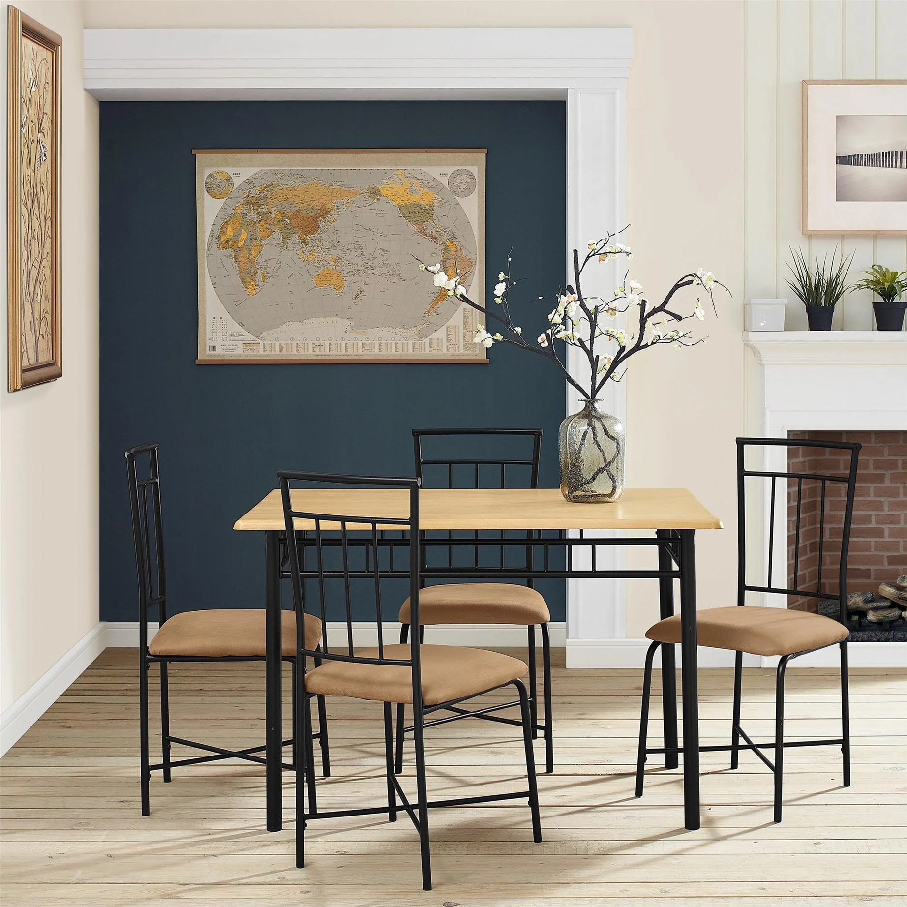 Metal and MDF dining table with 4 chairs - RON283