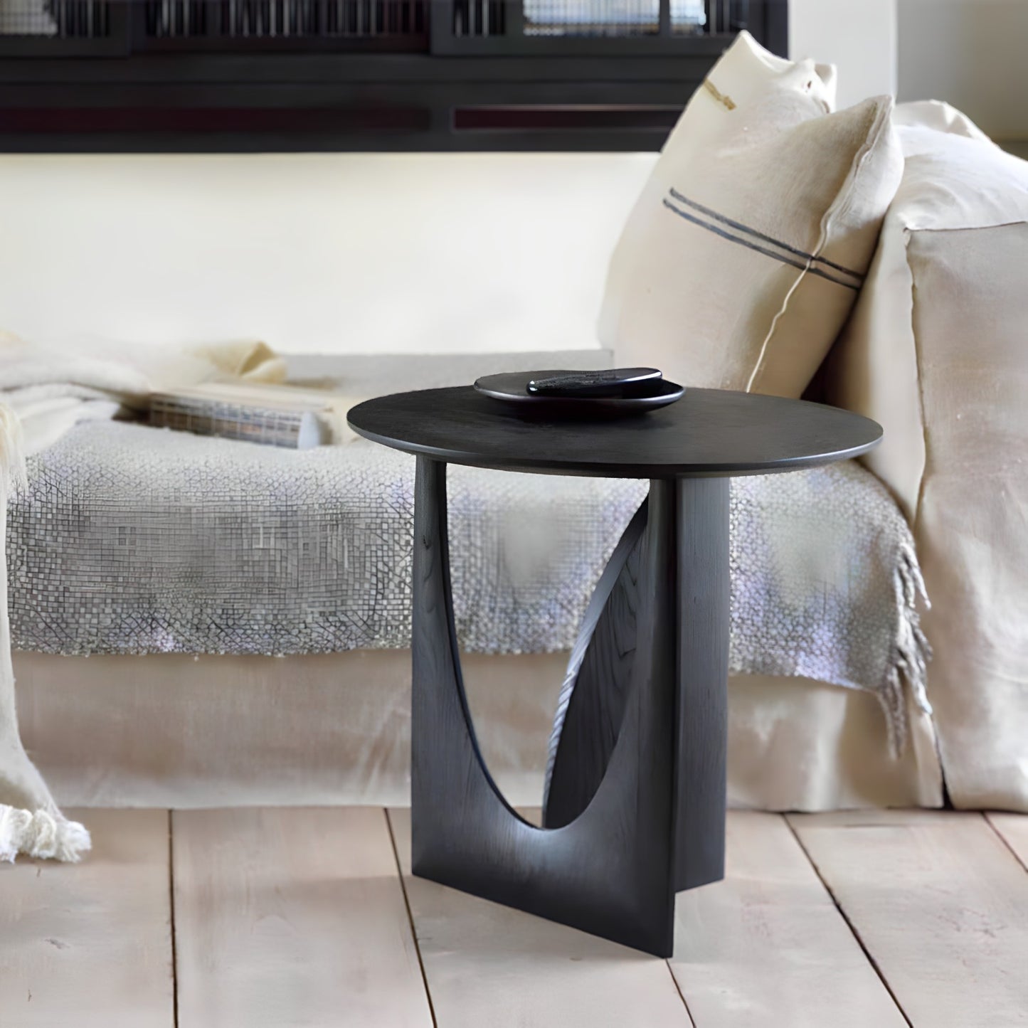 Side table with a distinctive geometric design