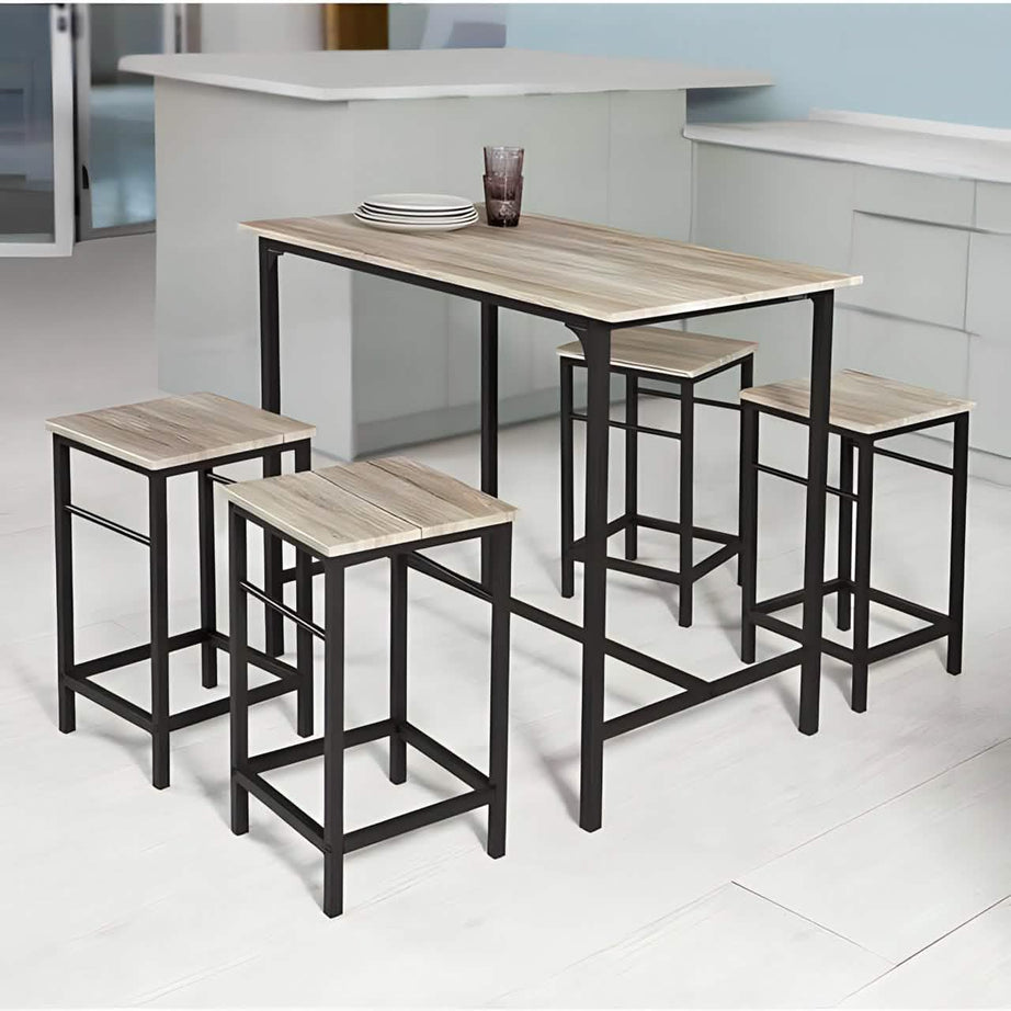 Metal and MDF dining table with 4 chairs - RON301