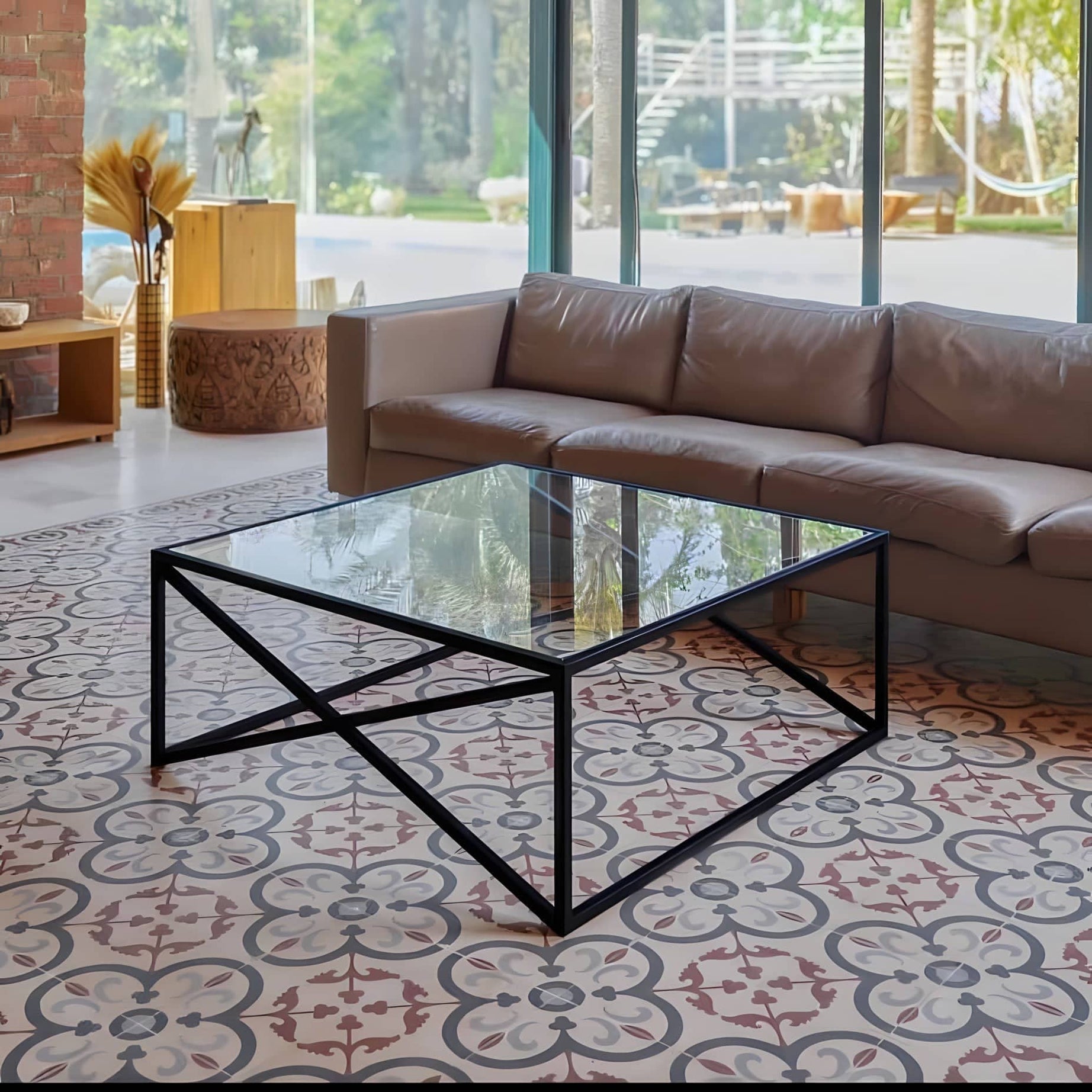 Metal and glass coffee table - TIK13