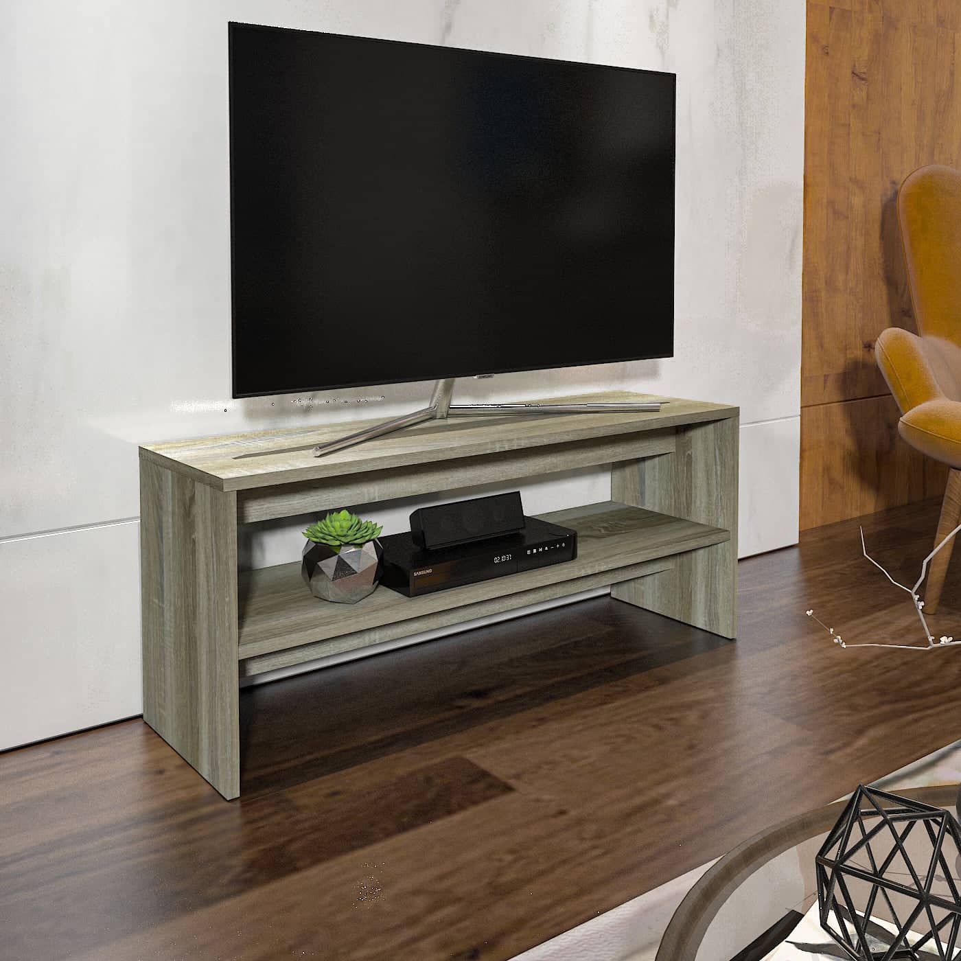 طاولة تليفزيون خشبية مزودجة الأرفف - ZAT27-homznia