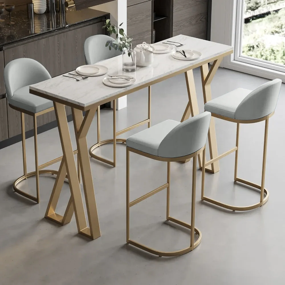Metal and MDF dining table with 4 chairs - RON293