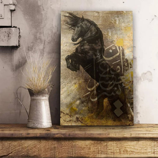لوحة ديكور قماشية بتصميم حصان - MARKA-homznia