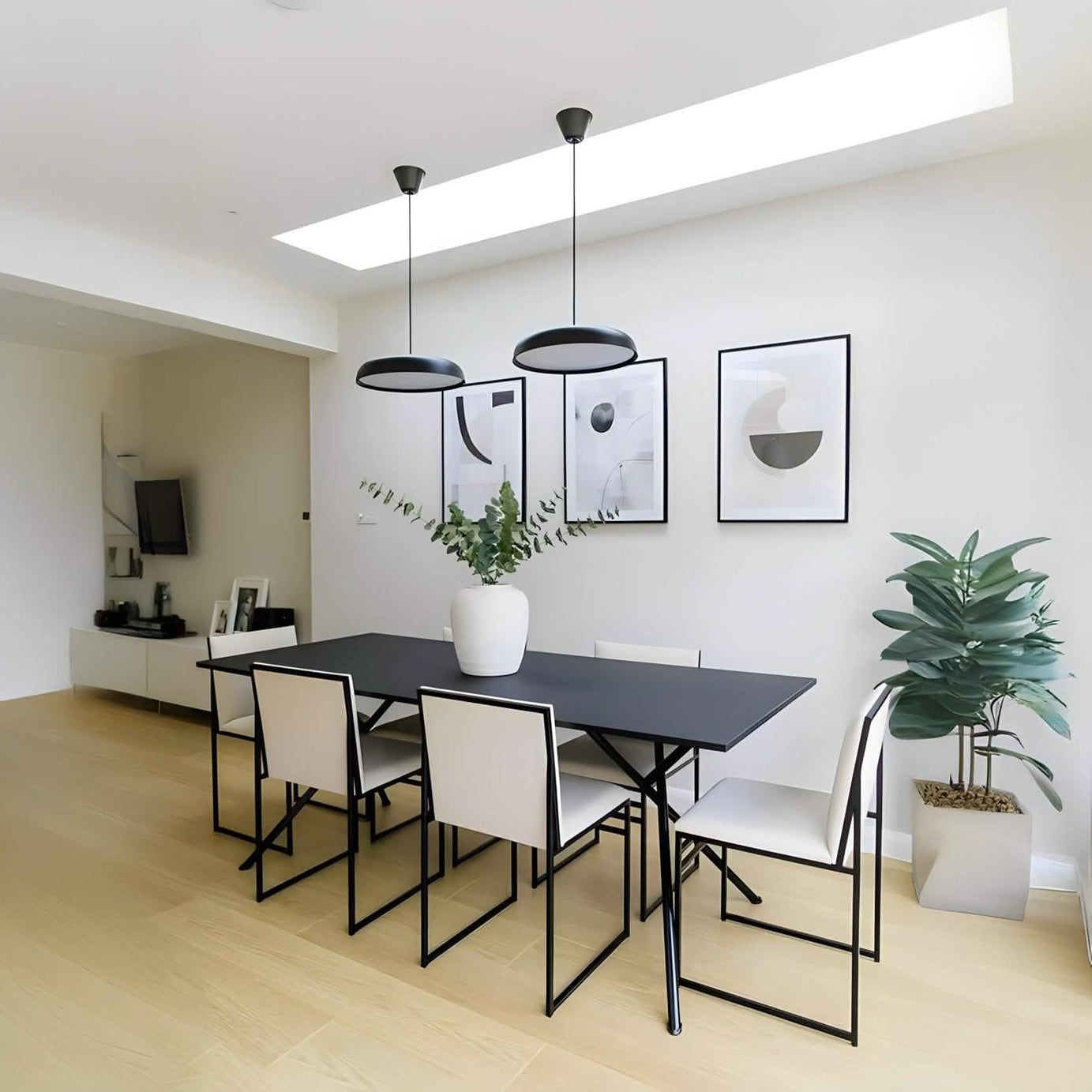 Metal and MDF dining table with 6 chairs - RON291
