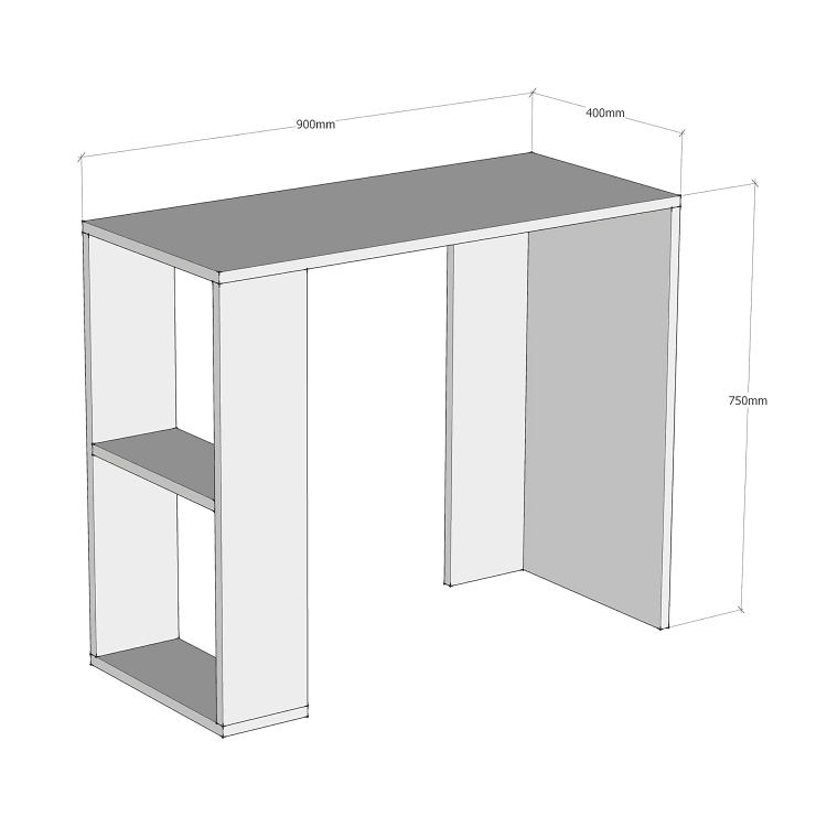 مكتب خشبي بأرفف جانبية - FUN9 - Homix
