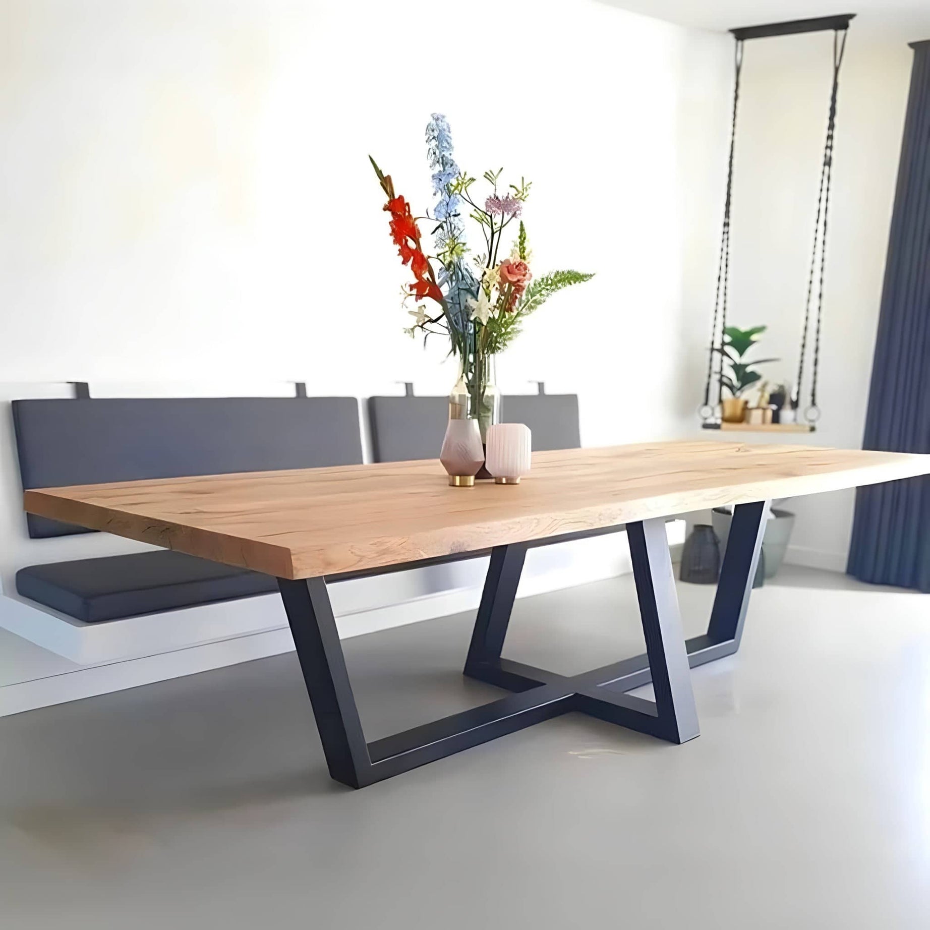 Metal and natural wood dining table - ROW12