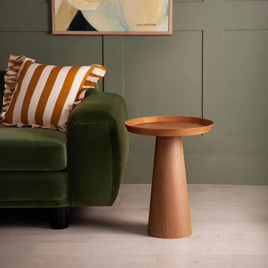 طاولة جانبية خشبية دائرية