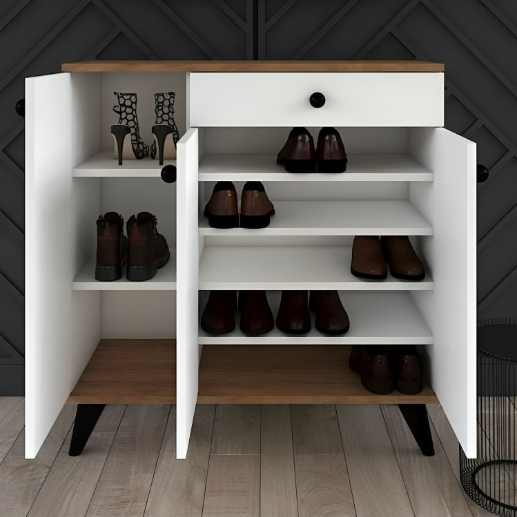 خزانة أحذية بأرجل خشبية - REK209-homznia