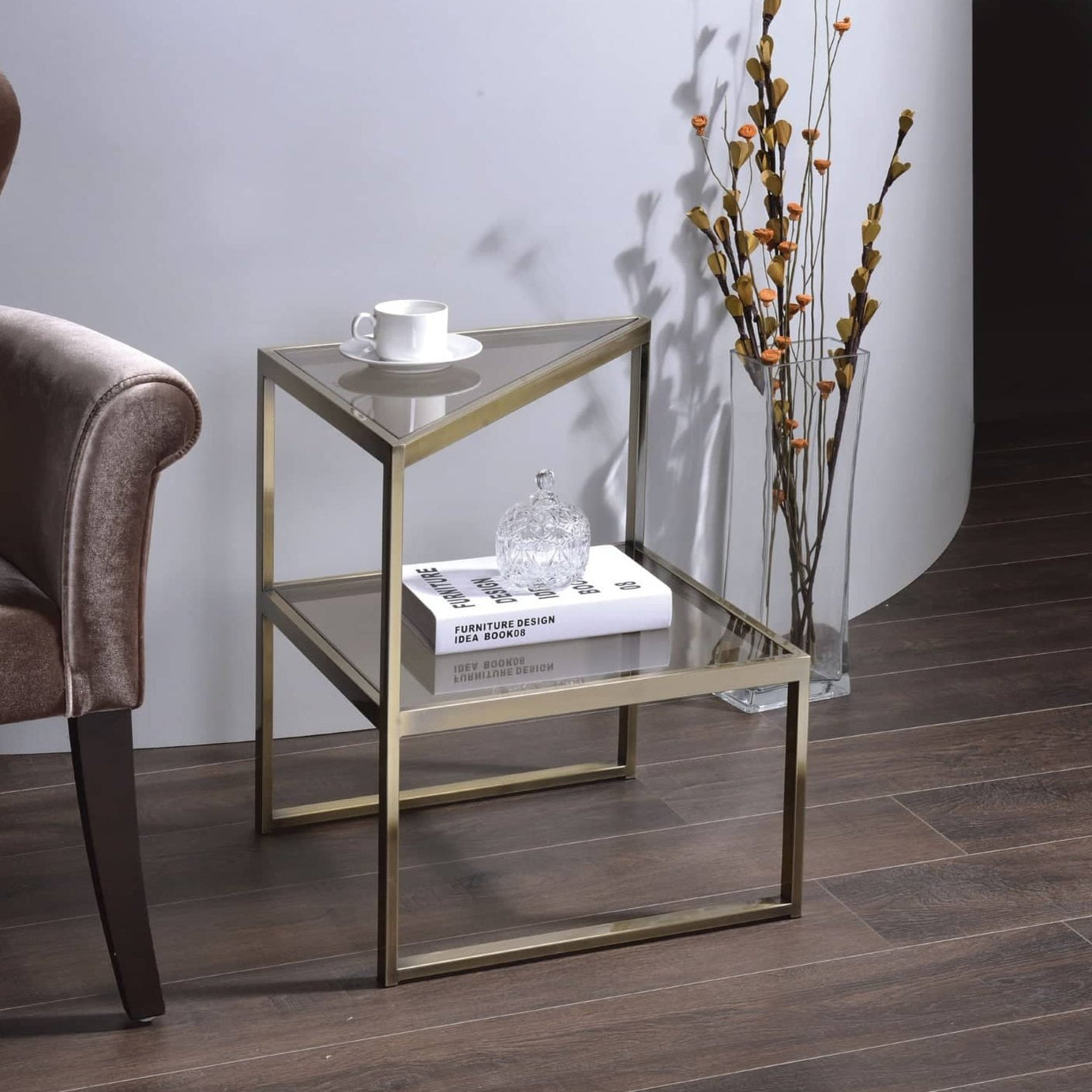 طاولة جانبية مبتكرة بأرفف زجاج - CH309-homznia