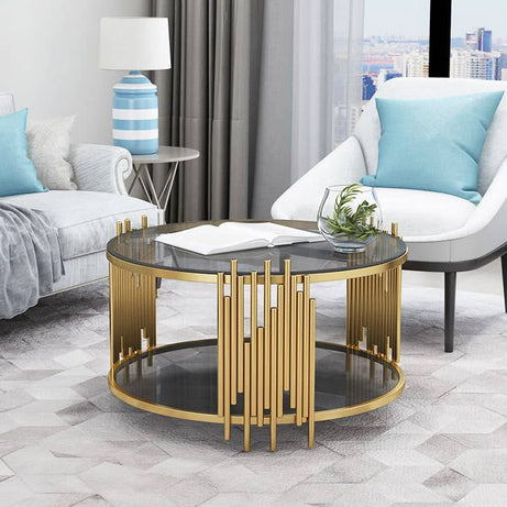 طاولة معدنية بسطح زجاجي - CH224-homznia